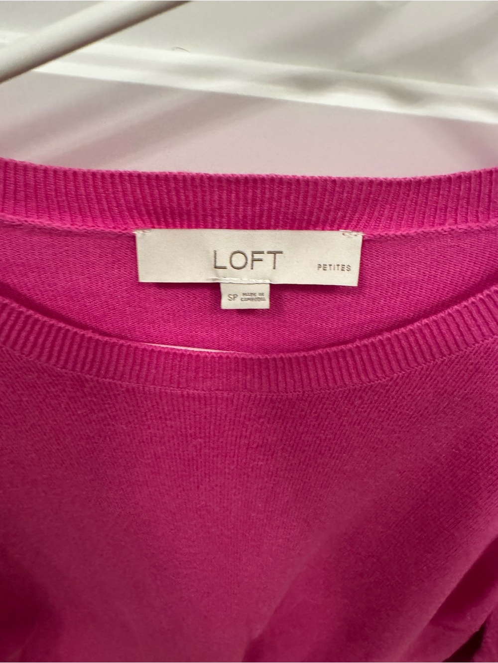 LOFT Petites Bright Fuchsia Crewneck Sweater-Size SP